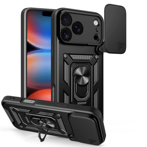 iPhone 18 Pro Max Sliding Camera Cover Design TPU+PC Phone Case - Black