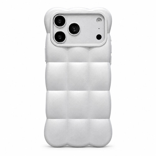 iPhone 18 Pro Max Solid Color Cloud Square TPU Phone Case - Silver White