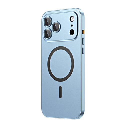 iPhone 18 Pro Max Spring Buckle MagSafe Magnetic Metal Phone Case - Light Blue
