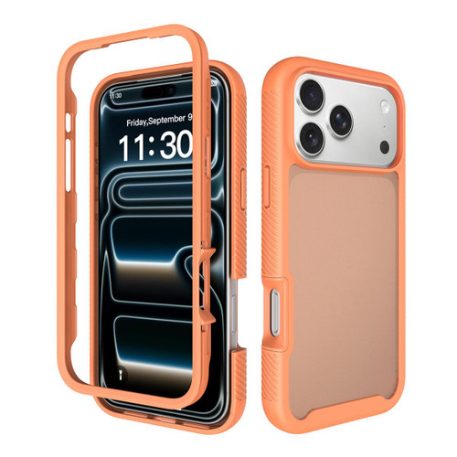 iPhone 18 Pro Max Starry Sky Matte Two-Tone Shockproof TPU Hybrid PC Phone Case - Orange