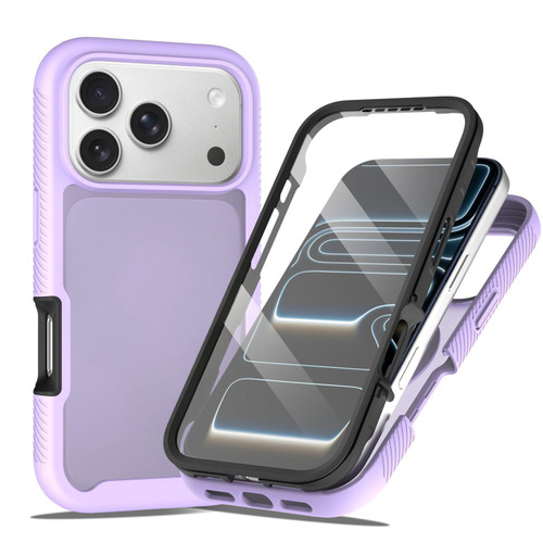 iPhone 18 Pro Max Starry Sky Matte Two-Tone TPU Hybrid PC Phone Case with Screen Protector - Purple
