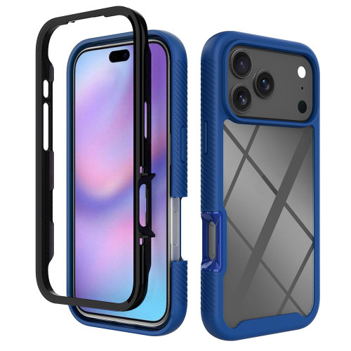 iPhone 18 Pro Max Starry Sky Solid Color Shockproof TPU Clear PC Phone Case - Dark Blue