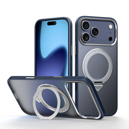 iPhone 18 Pro Max SULADA 360 Degree Rotation Holder Frosted Magnetic Phone Case - Blue