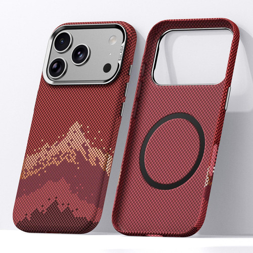 iPhone 18 Pro Max SULADA Kevlar Pixel Grid Texture Magnetic Phone Case - Red