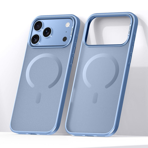 iPhone 18 Pro Max SULADA Light Sand MagSafe Magnetic PC Hybrid TPU Phone Case - Light Blue