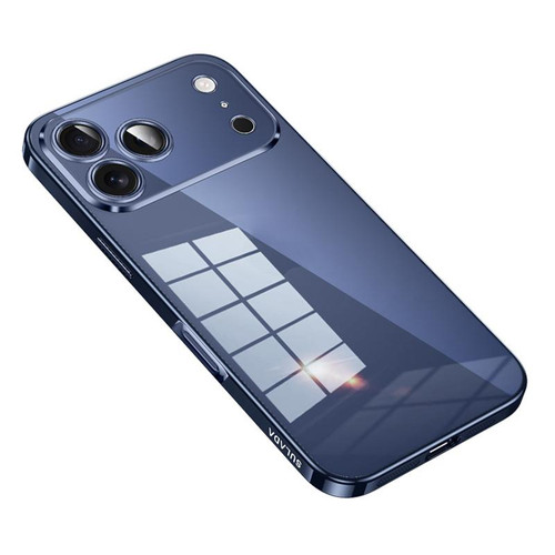 iPhone 18 Pro Max SULADA Shine Through Series Plating TPU Transparent Phone Case - Dark Blue