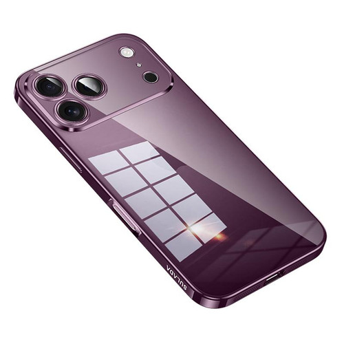 iPhone 18 Pro Max SULADA Shine Through Series Plating TPU Transparent Phone Case - Dark Purple