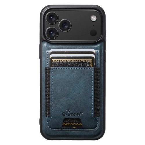 iPhone 18 Pro Max Suteni H17 Oil Eax Leather MagSafe Detachable Wallet Phone Case - Blue