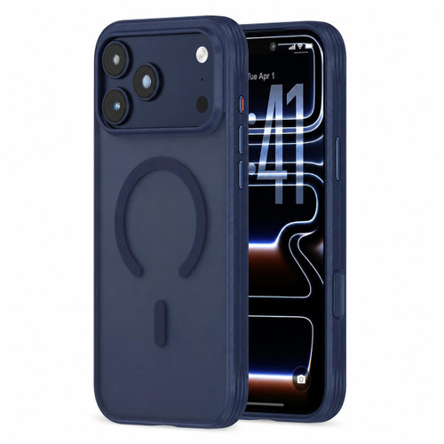 iPhone 18 Pro Max Textured Non-slip Shockproof Magnetic Phone Case - Dark Blue