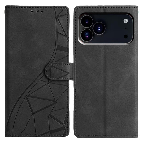 iPhone 18 Pro Max Triangles Embossed Leather Phone Case - Black