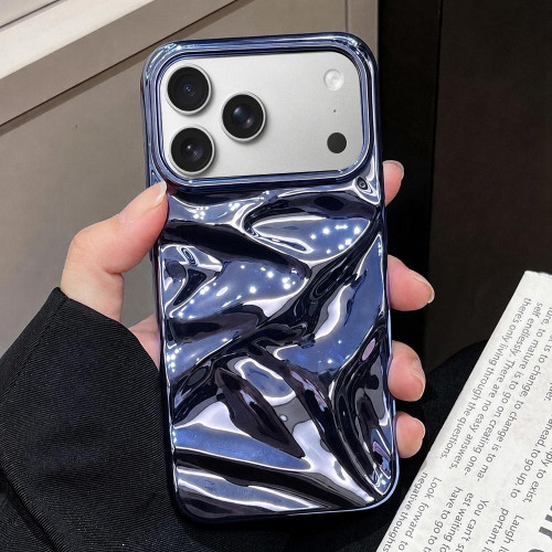 iPhone 18 Pro Max Water Ripple Electroplating Paint TPU Phone Case - Dark Blue