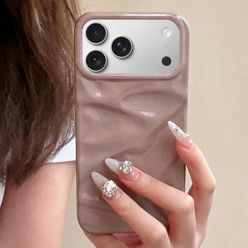 iPhone 18 Pro Max Water Ripple Electroplating Paint TPU Phone Case - Pink Brown