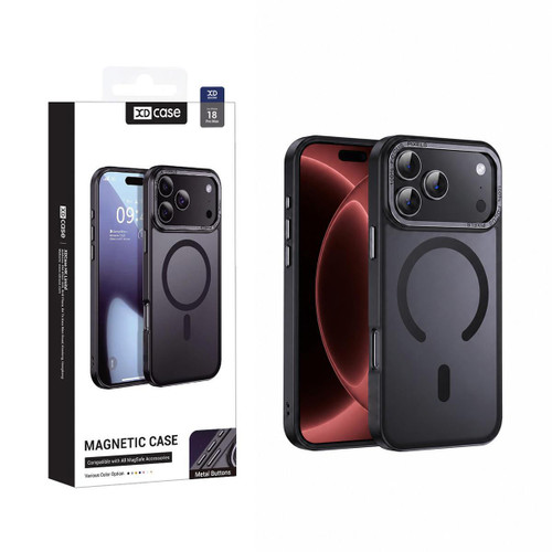 iPhone 18 Pro Max XDcase Metal Lens Frame Skin Feel Magnetic Phone Case - Black