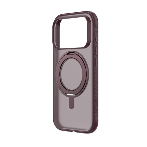 iPhone 18 Pro Max ZGA Feitian 360 Rotation Holder Magsafe PC Hybrid TPU Phone Case - Wine Red