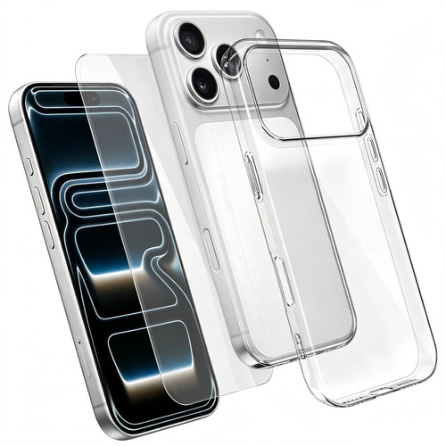 2 in 1 Set Clear TPU Phone Case with High Alumina Tempered Glass Film iPhone 18 Pro