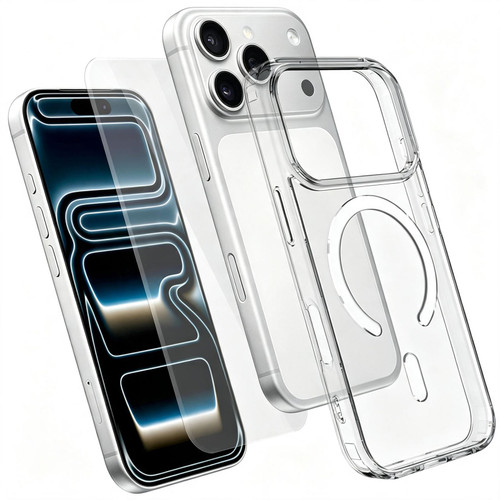 2 in 1 Set TPU + PC Clear Magnetic Phone Case with High Alumina Tempered Film iPhone 18 Pro