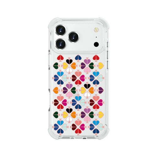 iPhone 18 Pro / 17 Pro Acrylic Four-Corner Shockproof Heart Pattern Magnetic Phone Case - Transparent White