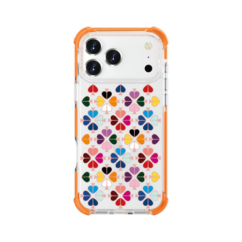 iPhone 18 Pro / 17 Pro Acrylic Four-Corner Shockproof Heart Pattern Phone Case - Orange