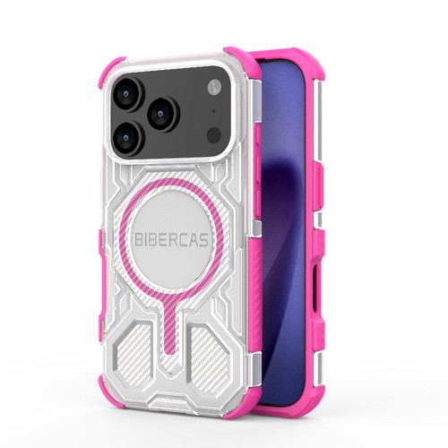 iPhone 18 Pro / 17 Pro BIBERCAS Transparent Color Series MagSafe Air Bag Shockproof Phone Case - Pink