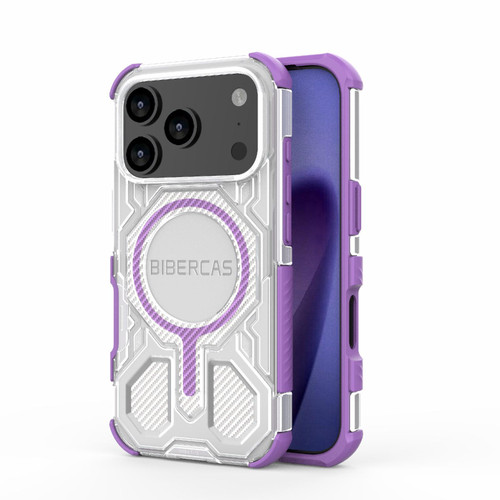 iPhone 18 Pro / 17 Pro BIBERCAS Transparent Color Series MagSafe Air Bag Shockproof Phone Case - Purple