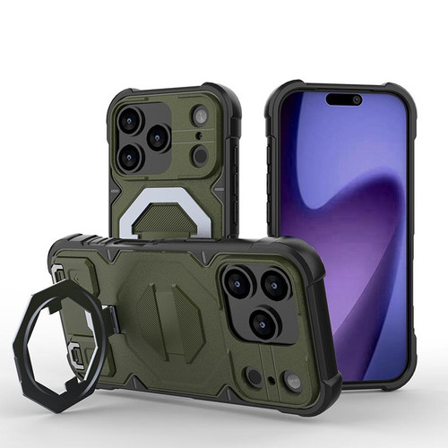 iPhone 18 Pro / 17 Pro Camera Shield Armor MagSafe Holder Phone Case with Strap - Dark Green