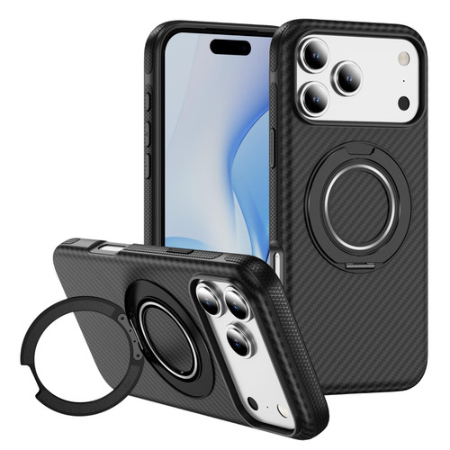 iPhone 18 Pro / 17 Pro Carbon Fiber Gear Holder C Type MagSafe Phone Case - Black