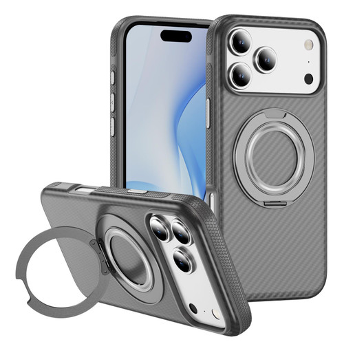 iPhone 18 Pro / 17 Pro Carbon Fiber Gear Holder C Type MagSafe Phone Case - Bright Grey+Grey