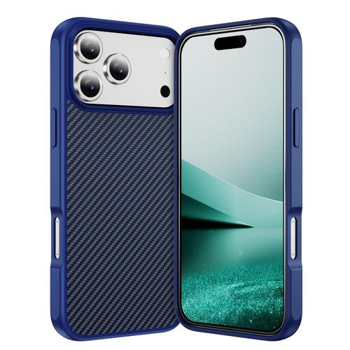 iPhone 18 Pro / 17 Pro Carbon Fiber Texture Skin-feel Acrylic TPU Phone Case - Blue
