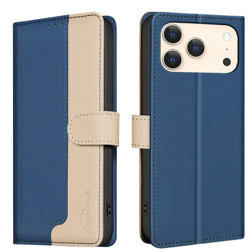 iPhone 18 Pro / 17 Pro Color Matching RFID Anti-theft Leather Phone Case - Blue