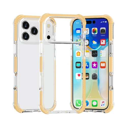 iPhone 18 Pro / 17 Pro Four-corner Shockproof TPU Hybrid Acrylic Phone Case - Gold