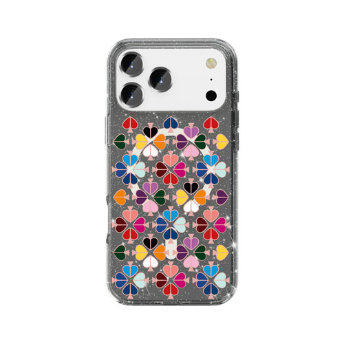 iPhone 18 Pro / 17 Pro Glittering Crystal Red Heart Pattern Magnetic Phone Case - Black