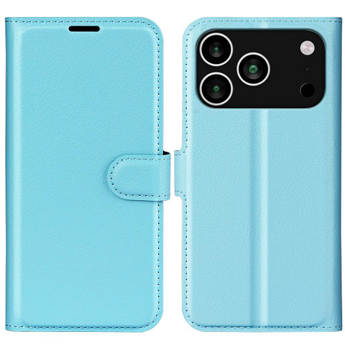 iPhone 18 Pro / 17 Pro Litchi Texture Horizontal Flip Leather Phone Case with Holder - Blue