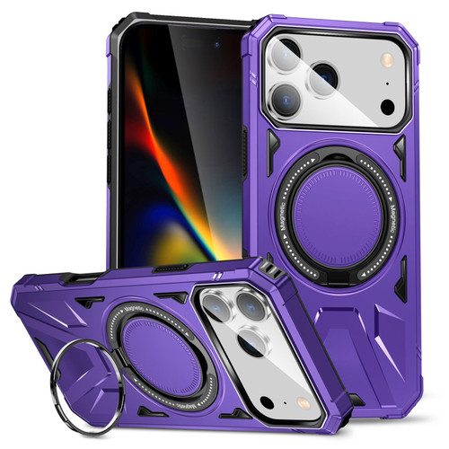 iPhone 18 Pro / 17 Pro MagSafe Magnetic Shockproof Phone Case with Ring Holder - Purple