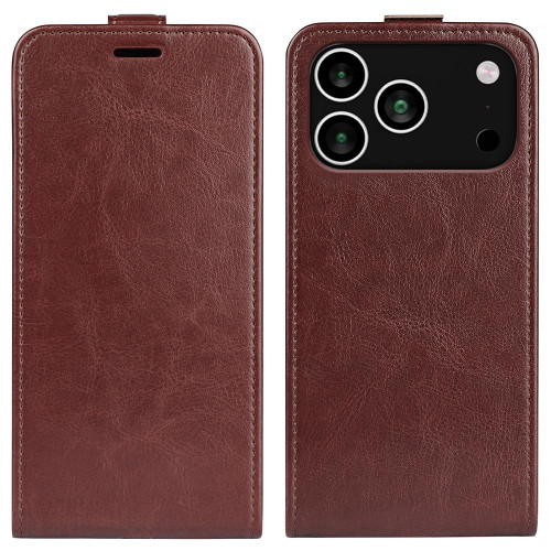 iPhone 18 Pro / 17 Pro R64 Texture Single Vertical Flip Leather Phone Case - Brown