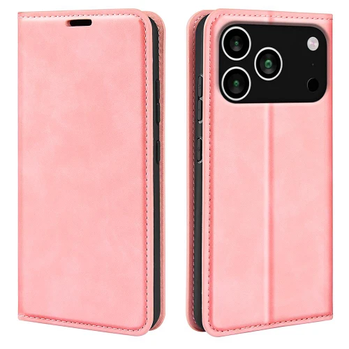 iPhone 18 Pro / 17 Pro Retro-skin Magnetic Suction Leather Phone Case - Pink
