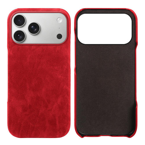 iPhone 18 Pro / 17 Pro Retro-skin Magnetic Vegan Leather Back Phone Case - Red