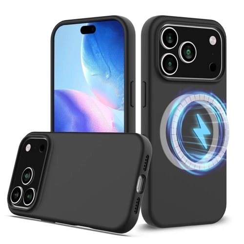 iPhone 18 Pro / 17 Pro Shockproof Silicone Magsafe Phone Case - Black