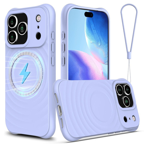 iPhone 18 Pro / 17 Pro Wave Texture MagSafe Magnetic Liquid Silicone Phone Case - Purple
