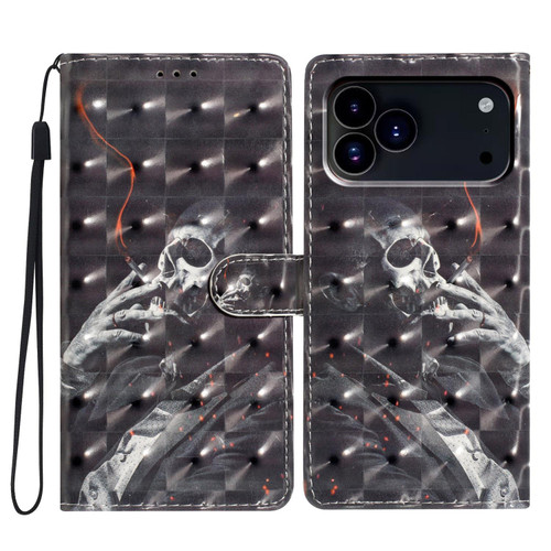iPhone 18 Pro 3D Pattern Leather Phone Case - Skull