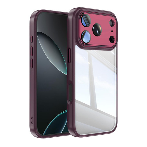 iPhone 18 Pro Acrylic Hybrid TPU Armor Shockproof Phone Case - Dark Cherry
