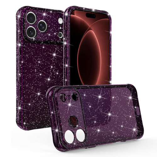 iPhone 18 Pro Air-cushioned Corners Shockproof IMD Glitter Phone Case - Cherry Red
