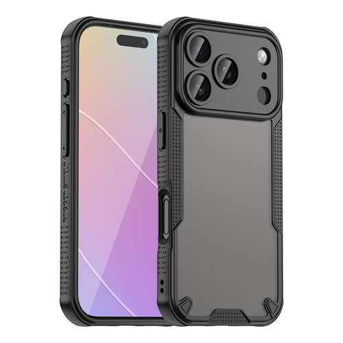 iPhone 18 Pro Armor Glaze PC Hybrid TPU Phone Case - Black