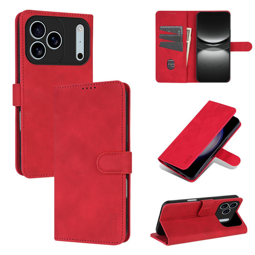 iPhone 18 Pro AZNS Skin Feel Calf Texture Flip Leather Phone Case - Red