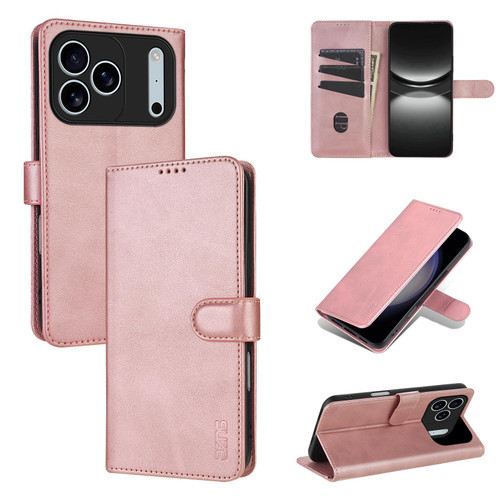 iPhone 18 Pro AZNS Skin Feel Calf Texture Flip Leather Phone Case - Rose Gold