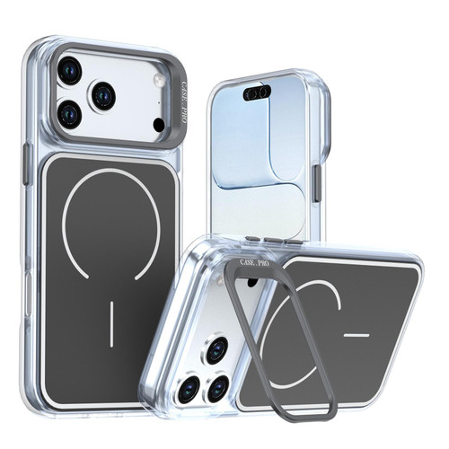 iPhone 18 Pro Bright Color Blocking Camera Bracket Magnetic Phone Case - Black
