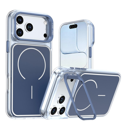 iPhone 18 Pro Bright Color Blocking Camera Bracket Magnetic Phone Case - Blue