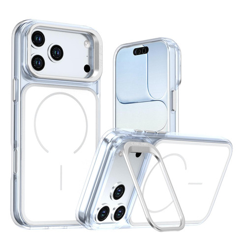 iPhone 18 Pro Bright Color Blocking Camera Bracket Magnetic Phone Case - White