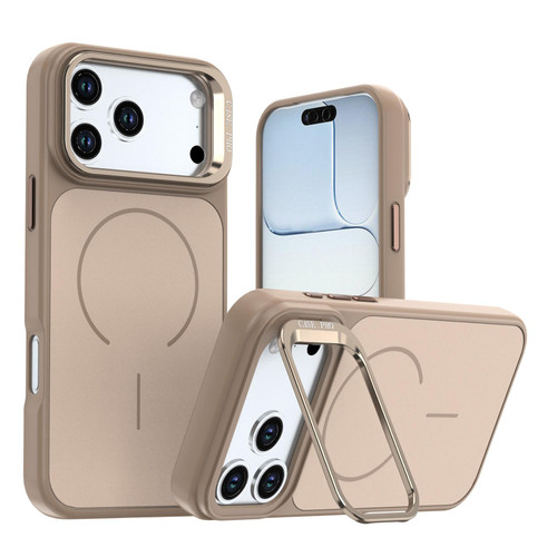iPhone 18 Pro Bright Color Contrast Skin-feel Camera Bracket Magsafe Phone Case - Desert Gold