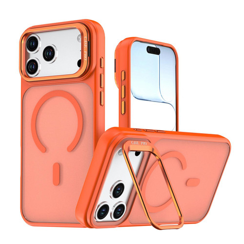 iPhone 18 Pro Bright Color Frosted Skin-feel Camera Bracket Magsafe Phone Case - Orange