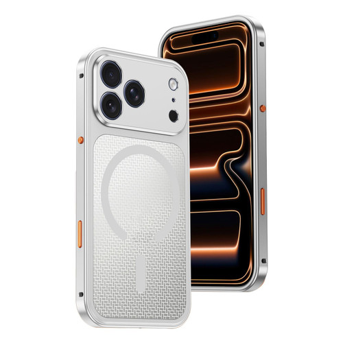 iPhone 18 Pro Cooling Magnetic Buckle Metal Shockproof Phone Case - Silver